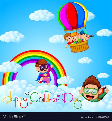 Happy Children Day Poster With Kids Royalty Free Vector