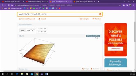 Graphing Two Variable Functions Using Wolfram Alpha Youtube