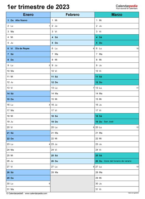 Calendario Trimestral 2023 En Word Excel Y PDF Calendarpedia