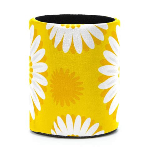 Ownta White Flowers Daisy Yellow Background Pattern Pvc Leather