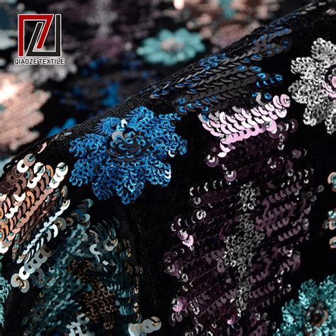 Wholesale Polyester Sequin Embroidery Knitting Shiny Velvet Fabric