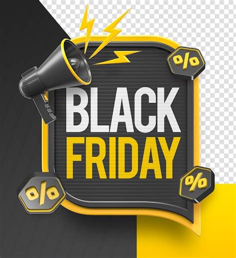 Etiqueta black friday em renderização 3d portuguesa para campanha de