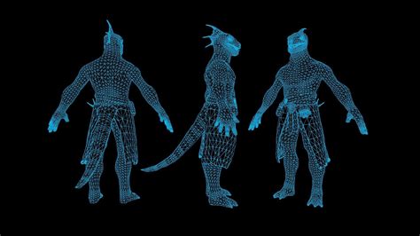 3D Model Lizardman Barbarian VR AR Low Poly CGTrader