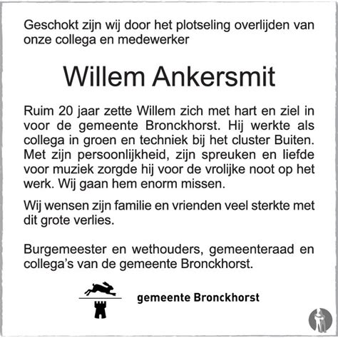 Willem Wim Ankersmit Overlijdensbericht En Condoleances