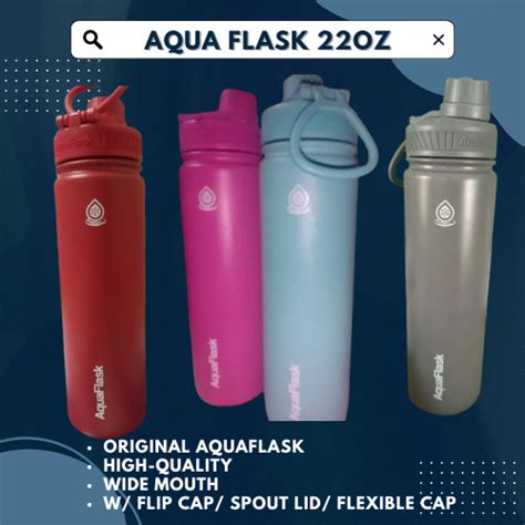 Original Aquaflask 22oz Aqua Flask Wide Mouth W Flip Cap Spout Lid