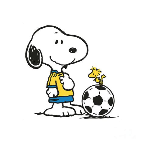 Snoopy And Woodstock Playing Football Digital Art By Elie Widyastuti