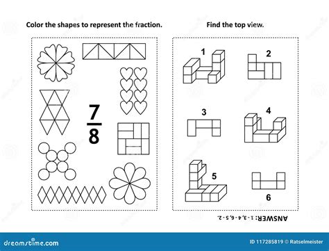 Educational Math Activity Page With Two Puzzles And Coloring