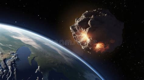 Asteroid Impact On Earth Meteor In Collision Contain D Rendering