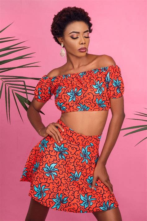 Jessy Crop Top And Mini Skirt Set African Skirt African Top African