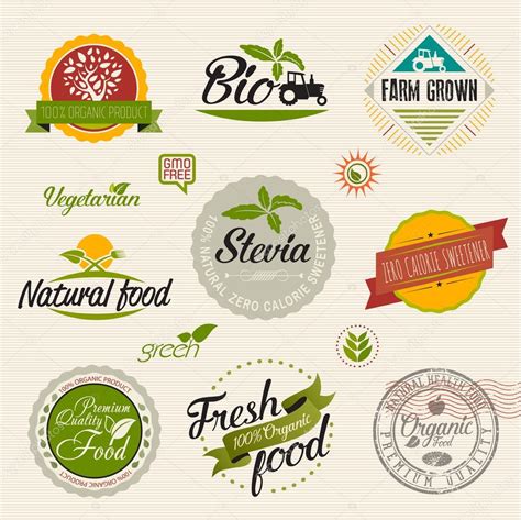 Organic Food Label Set Stock Vector Image By Brainpencil