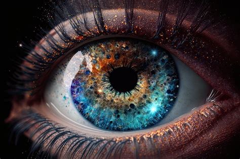 Premium Photo Realistic Human Eye With Reflection Of A Galaxy