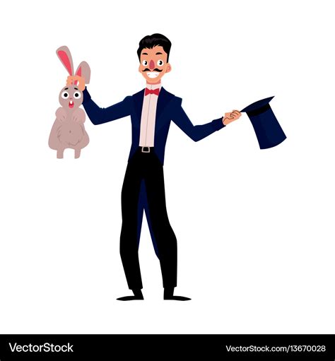 Magician Conjuring Rabbit Out Of Hat Royalty Free Vector