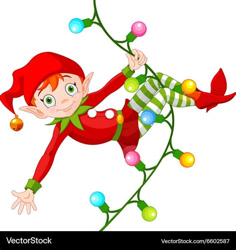 Christmas Elf On Garland Royalty Free Vector Image