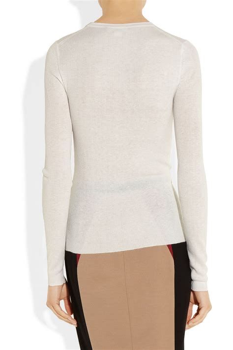 Michael Kors Ribbed Cashmere Sweater In White Lyst