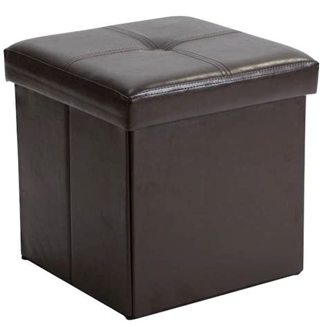 Simplify Chocolate Storage Ottoman F 0625 Choco The Home Depot