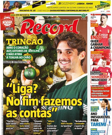 Capa Jornal Record 26 Dezembro 2022 Capasjornais Pt