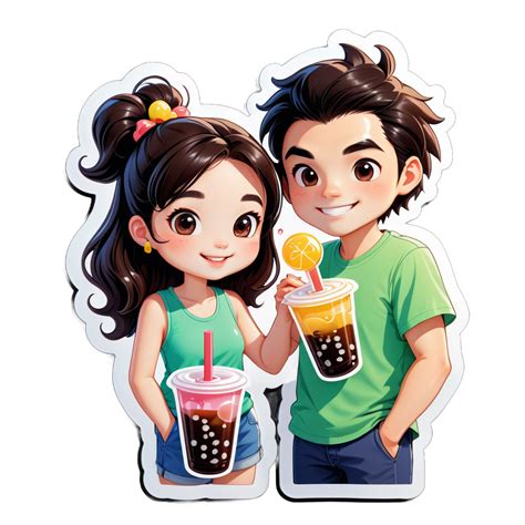 I Made An Ai Sticker Of One Chinese Girl Drinking Bubble Tea With