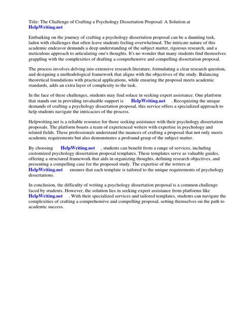 Psychology Dissertation Proposal Template | PDF | Psychology | Thesis