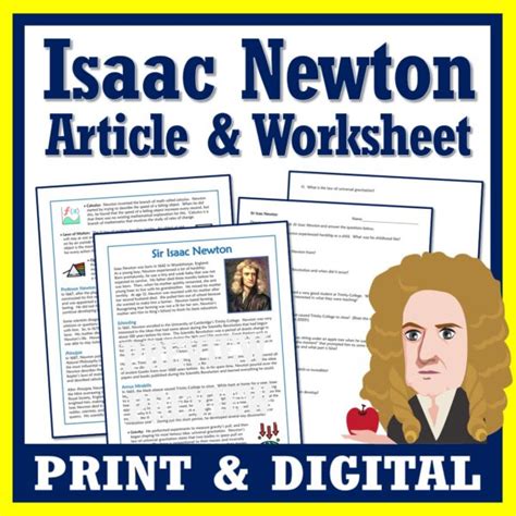 Isaac Newton Biography Article And Worksheet Flying Colors Science