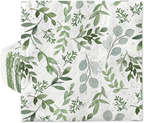 Amazon AnyDesign 80Pcs Greenery Eucalyptus Paper Napkins