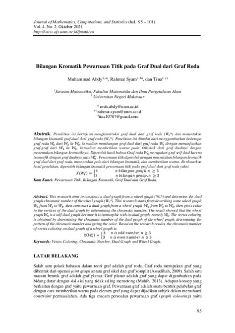 Pdf Bilangan Kromatik Pewarnaan Titik Pada Graf Dual Dari Graf Roda