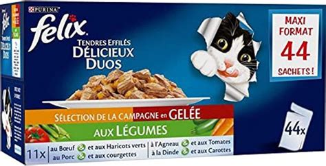 Felix Patée pour Chat Assortiment Les 44 Sachets de 100g Amazon fr