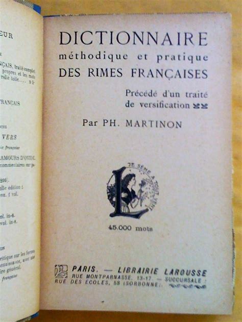 Dictionnaire Méthodique Et Pratique Des Rimes Françaises Précédé Dun