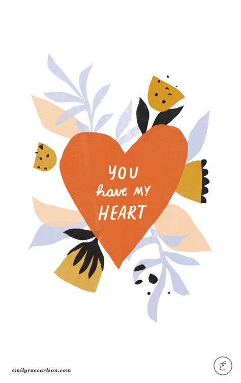 Postcard You Have My Heart Flower Illustration Heart Illustration