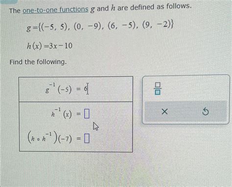 Solved The One To One Functions G ﻿and H ﻿are Defined As