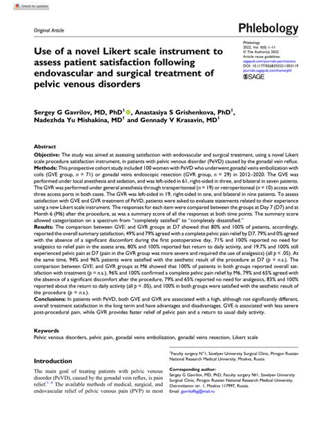 PDF Use Of A Novel Likert Scale Instrument To Assess Patient