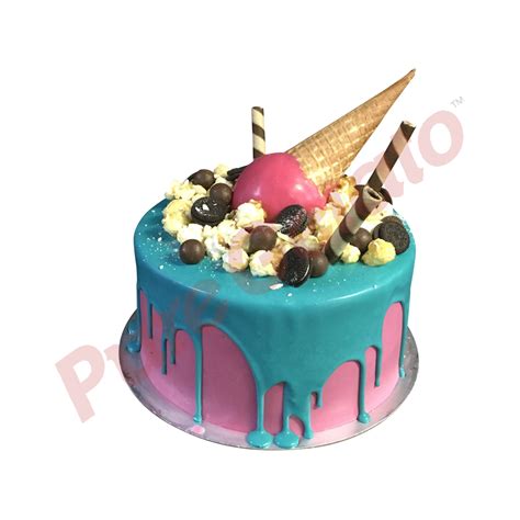 Double Stack Teal Choc Drip Hot Pink Cream Upside Down Conecluster