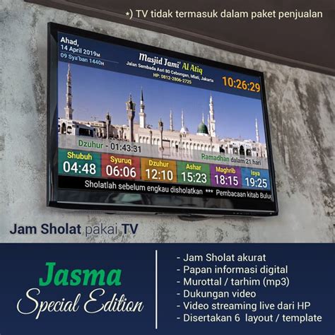 Jual Jam waktu Sholat Masjid TV LED Jadwal waktu Sholat digital Iqomah ...