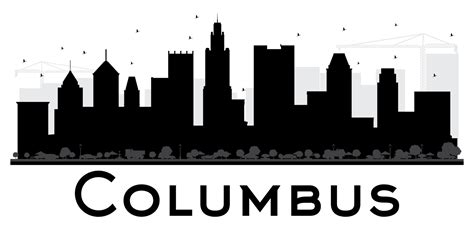 Columbus City skyline black and white silhouette. 15708370 Vector Art ...