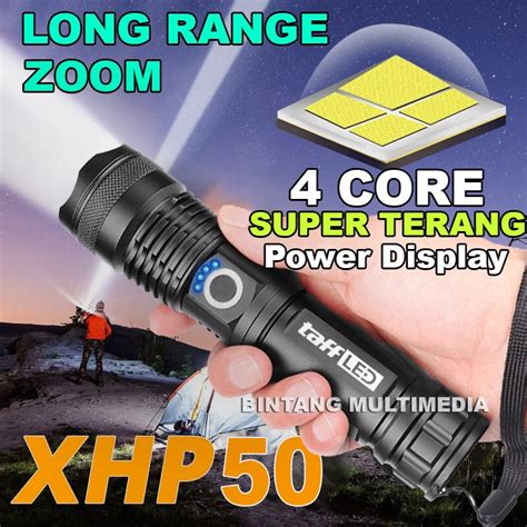 Jual TaffLED Senter LED XHP50 Long Range Cas USB P50 Power Display