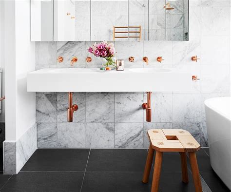 A Luxe Copper And Marble Bathroom Australian House And Garden