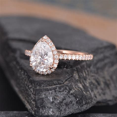 Pear Shaped Moissanite Engagement Ring White Gold Ring X Mm Etsy