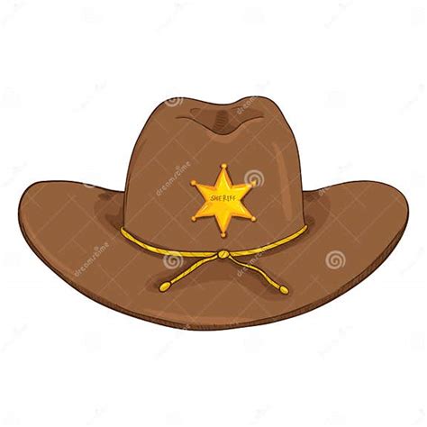 Vector Cartoon Sheriff Cowboy Hat On White Bcakground Stock Vector