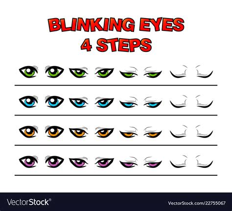 Blinking eyes steps preset for character Vector Image