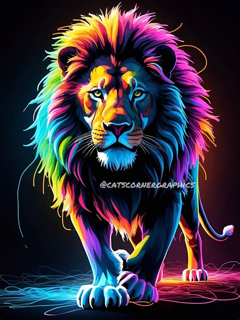 ArtStation - Neon Lion Instant Download SVG & PNG Files | Artworks