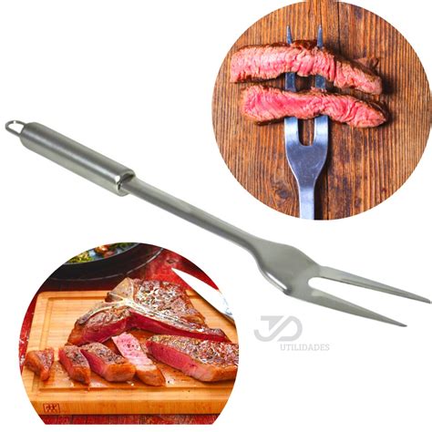 Garfo Trinchante Para Churrasco Espetar Carne Inox Shopee Brasil