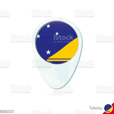 Tokelau Flagge Position Karte Pin Symbol Auf Weißem Hintergrund Stock