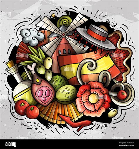 Spain Hand Drawn Cartoon Doodle Illustration Stock Vector Image Art