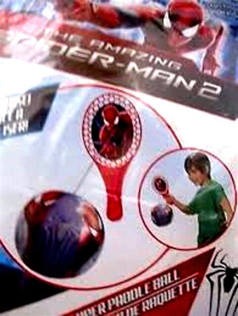 Marvel Comics Spider Man Spiderman Super Paddle Ball With 5 Ball New