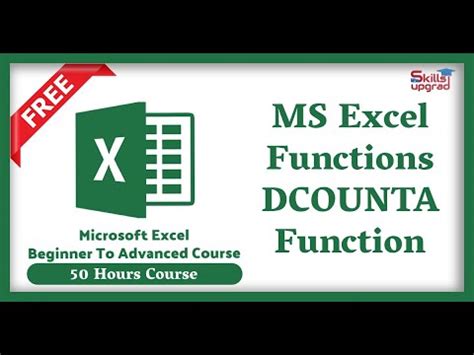 MS Excel Beginners To Advanced Course DCOUNTA Function MS Excel