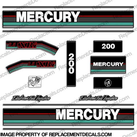 1994 1995 MERCURY 200 Hp XRi 2 5 Litre Reproduction Outboard Decals 150