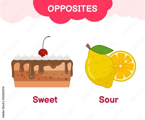 Vector learning material for kids opposites sweet sour. Cartoon ...