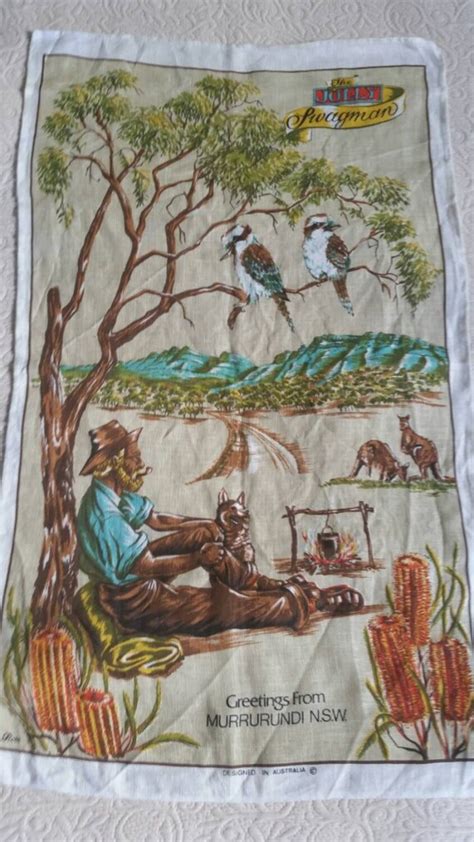 Waltzing Matilda Australiana Pure Czech Linen Tea Towel With