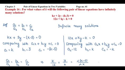 For What Values Of K Will The Following Pair Of Linear Equations Have