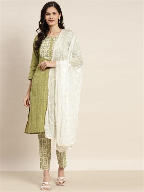 Buy Jompers Women Green Ethnic Motifs Printed Pure Cotton Kurta With