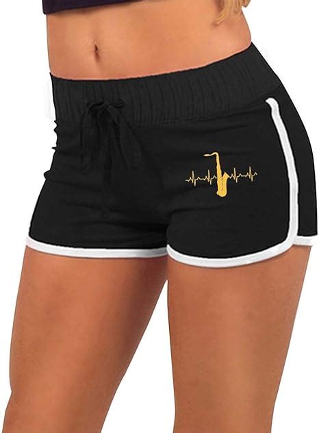 fshsh limeiliF Fitness Shorts Sportswear Shorts für Damen Saxophone